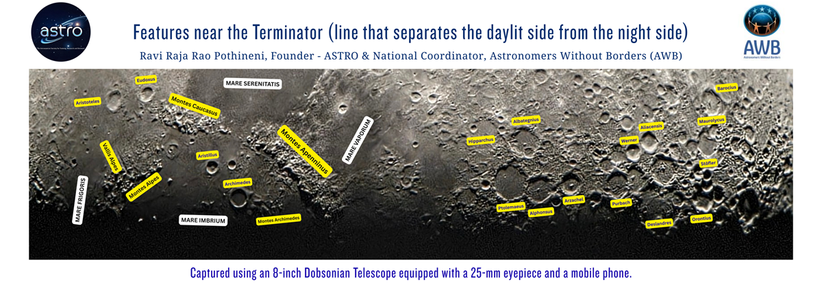 Moon features along Terminator